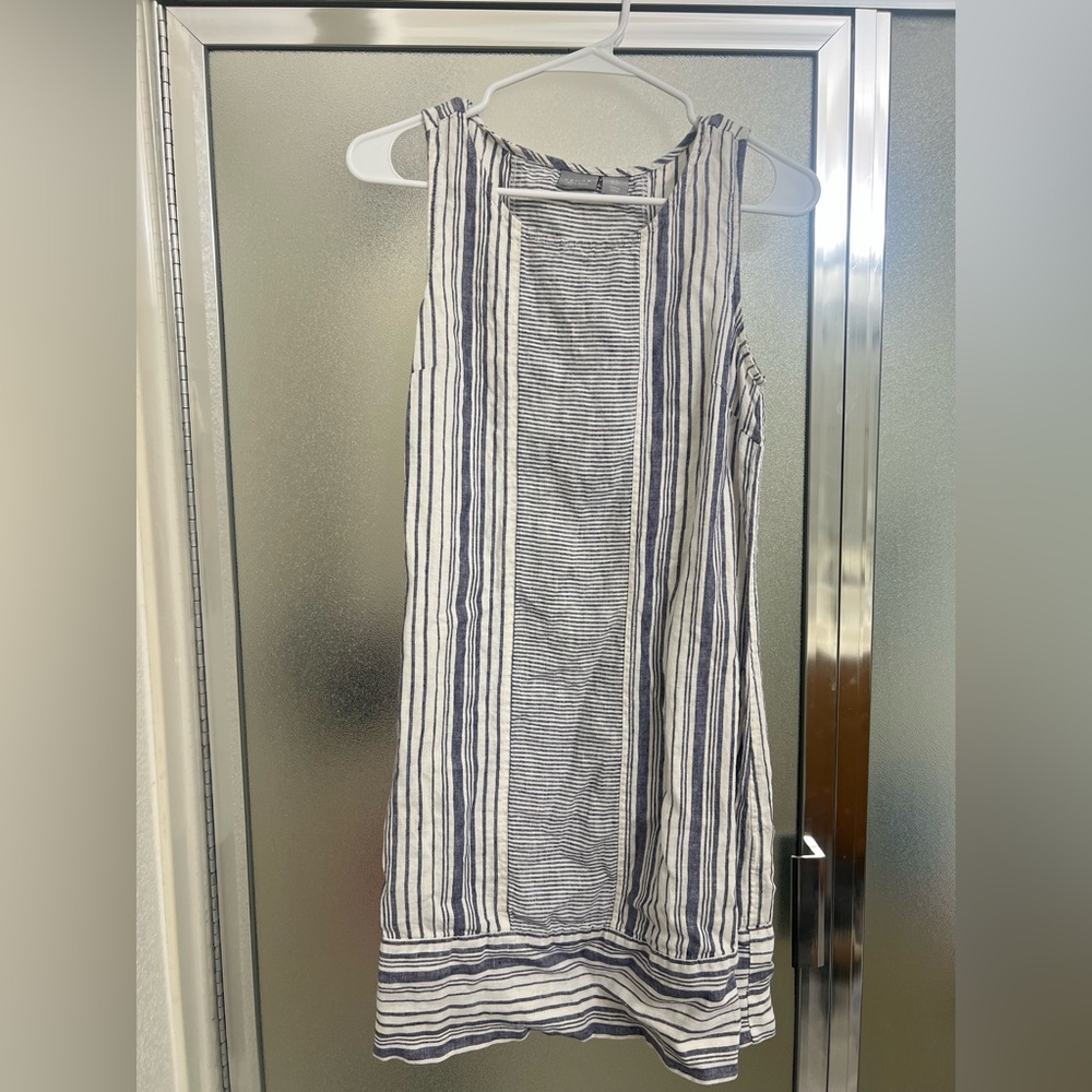 Kenar 100% Linen Striped Sleeveless Mini Dress